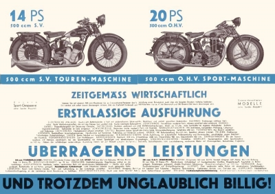 Hercules 350 + 500ccm models brochure 1932