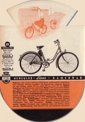 Hercules Fahrrad Programm ca. 1936
