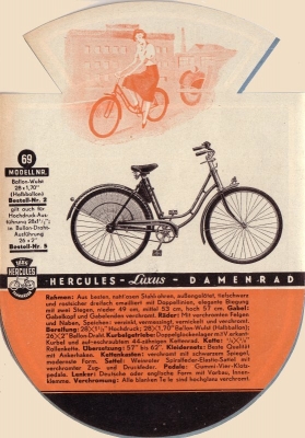 Hercules Fahrrad Programm ca. 1936