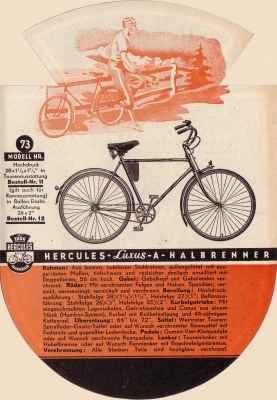 Hercules Fahrrad Programm ca. 1936