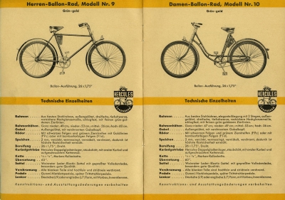 Hercules Fahrrad Programm ca. 1938