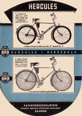 Hercules Fahrrad Programm ca. 1936