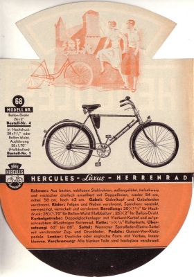 Hercules Fahrrad Programm ca. 1936