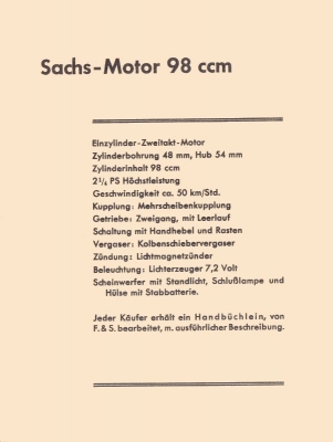 Bluecher Motorfahrrad Prospekt ca. 1938