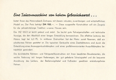 MZ 125/2 Prospekt ca. 1957