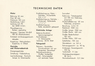 MZ 125/2 Prospekt ca. 1957