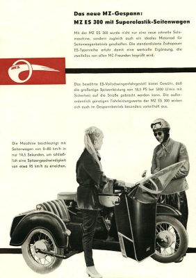 MZ ES 300 mit Seitenwagen Prospekt 1962