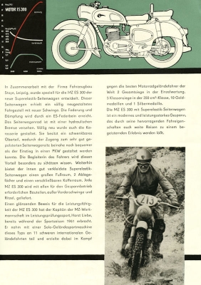 MZ ES 300 mit Seitenwagen Prospekt 1962