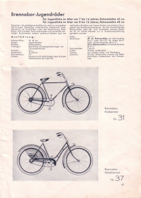 Brennabor Fahrrad Programm 1937 Teil 2