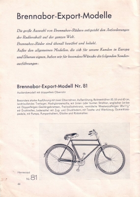 Brennabor Fahrrad Programm 1937 Teil 2