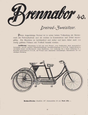 Brennabor bicycle program 1901 part 3