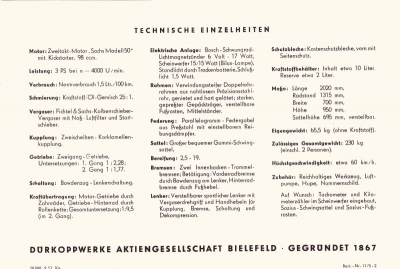 Dürkopp ML 100 Prospekt 9.1951