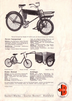Bastert Fahrrad Programm 1950er Jahre