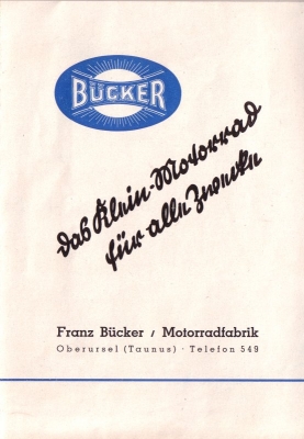 Bücker TZ 125 brochure ca. 1950