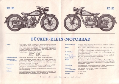 Bücker TZ 125 brochure ca. 1950