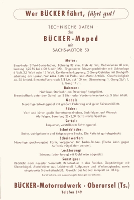 Bücker Moped brochure 1952