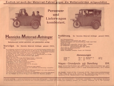 HMA Threewheeler brochure 1932