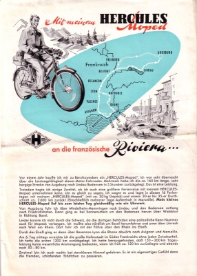 Hercules Moped Prospekt 1950er Jahre