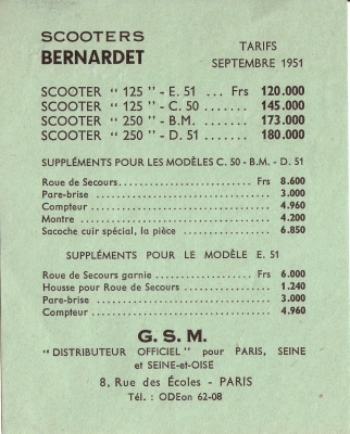 Bernardet scooter program 1951