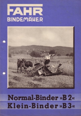 Fahr Bindermäher B 2 and B 3 brochure 1937