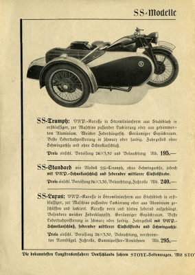 Stoye Seitenwagen Programm 1935