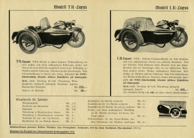 Stoye sidecar program 1935