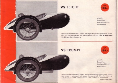 Stoye sidecar program 1938