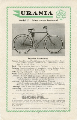 Urania bicycle program 1928