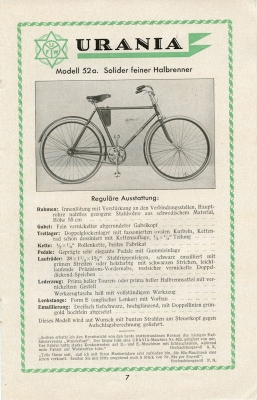 Urania Fahrrad Programm 1928