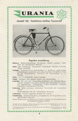 Urania bicycle program 1928