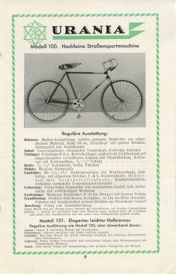 Urania bicycle program 1928