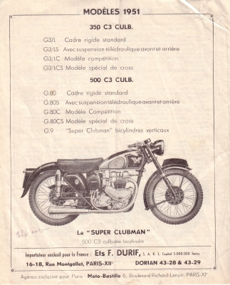 Matchless Clubman Prospekt 1951