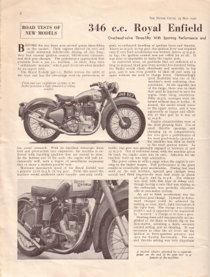 Royal Enfield Bullet 346cc. test 1950