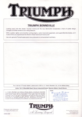 Triumph Bonneville USA Prospekt 1986
