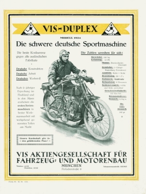 VIS-Duplex 2 Zylinder motorcycle brochure 1924