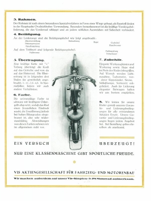 VIS-Duplex 2 Zylinder motorcycle brochure 1924