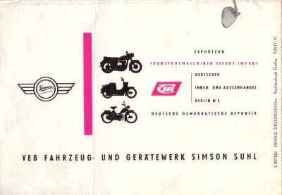 Simson Kleinroller KR 50 Prospekt 1960