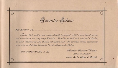 Kondor Programm Fahrrad 1898 Teil 2