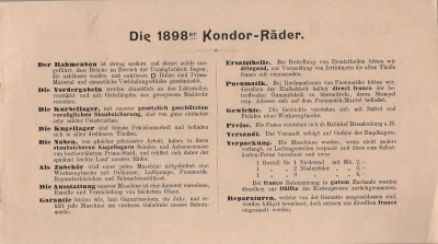 Kondor Programm Fahrrad 1898 Teil 1