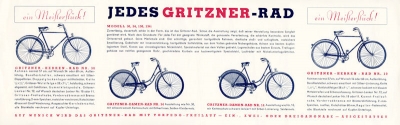 Gritzner Fahrrad Prospekt ca. 1936