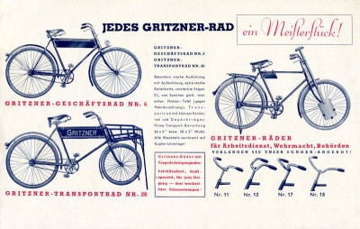 Gritzner bicycle brochure ca. 1936