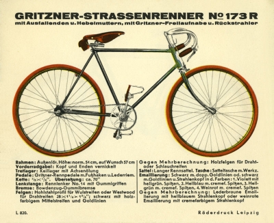 Gritzner bicycle brochure ca. 1935