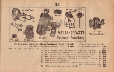 Goldberg Fahrrad Teile Programm 1934/35