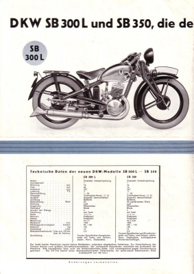 DKW SB 300 und SB 350 Prospekt 1934