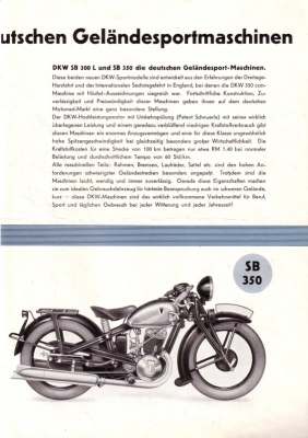 DKW SB 300 und SB 350 Prospekt 1934