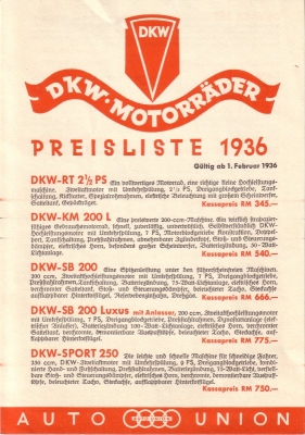 DKW Preisliste 2.1936