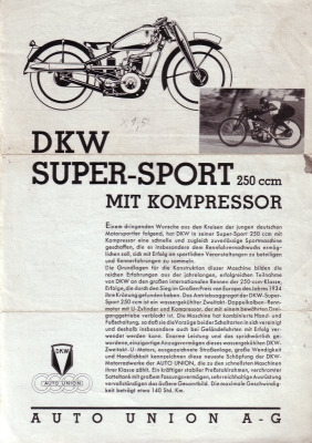 DKW Super-Sport 250ccm Prospekt 2.1935