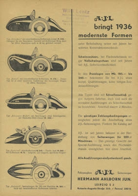 AJL Seitenwagen Prospekt 1936