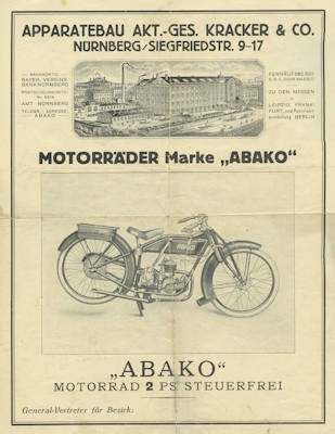 Abako 2 PS Motorrad Prospekt 1923-1925