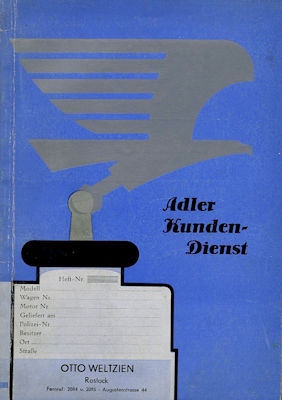 Adler Kundendienst Schecks Broschüre 6.1929